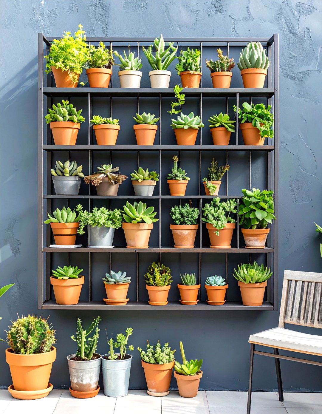 Wall Mounted Shelving for Plants - 30 small patio furniture ideas