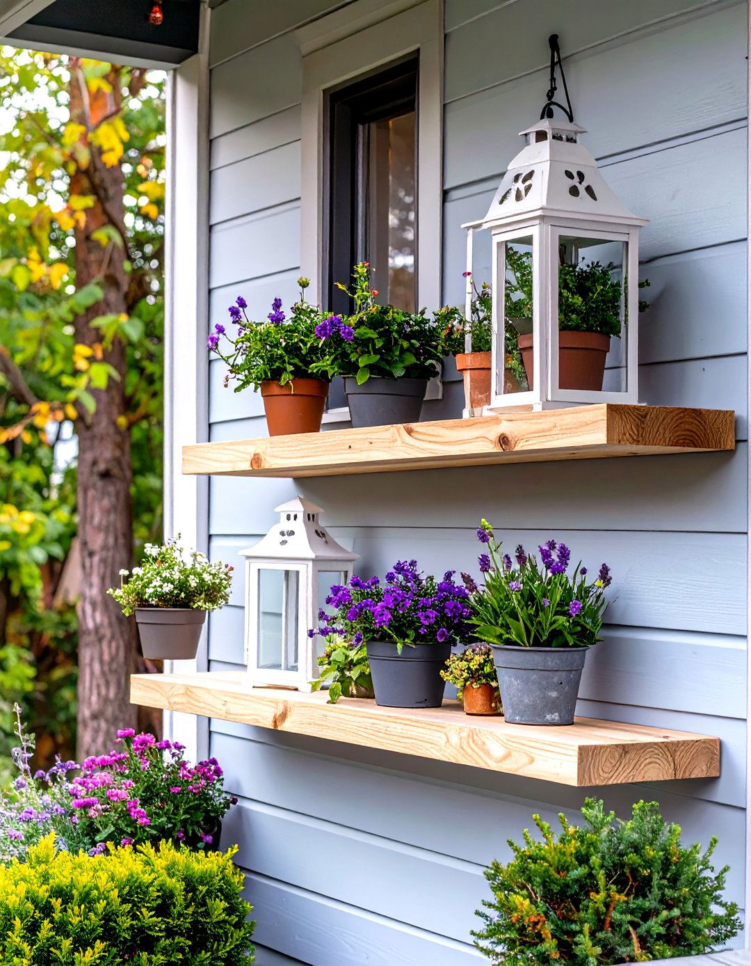 Wall Mounted Shelving on a Small Porch - 30 small porch decorating ideas
