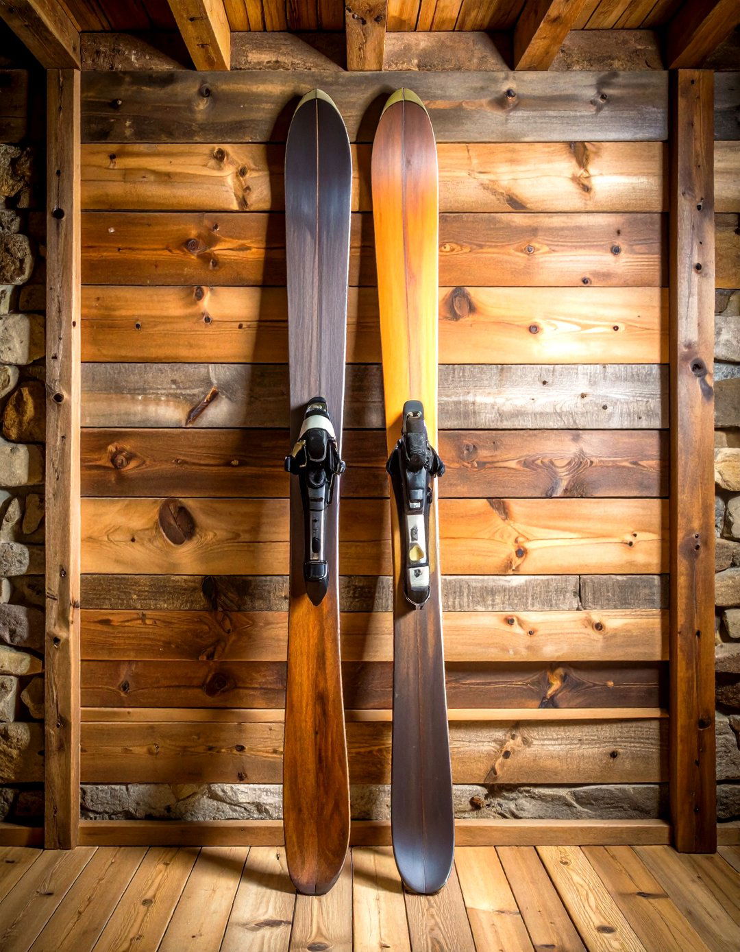 Wall Mounted Ski or Snowboard Rack - 30 rustic man cave ideas