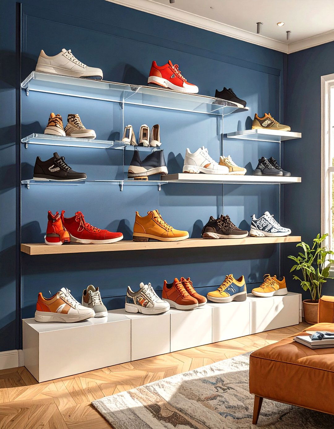 Wall Mounted Sneaker Display Ledges - 30 shoe closet ideas