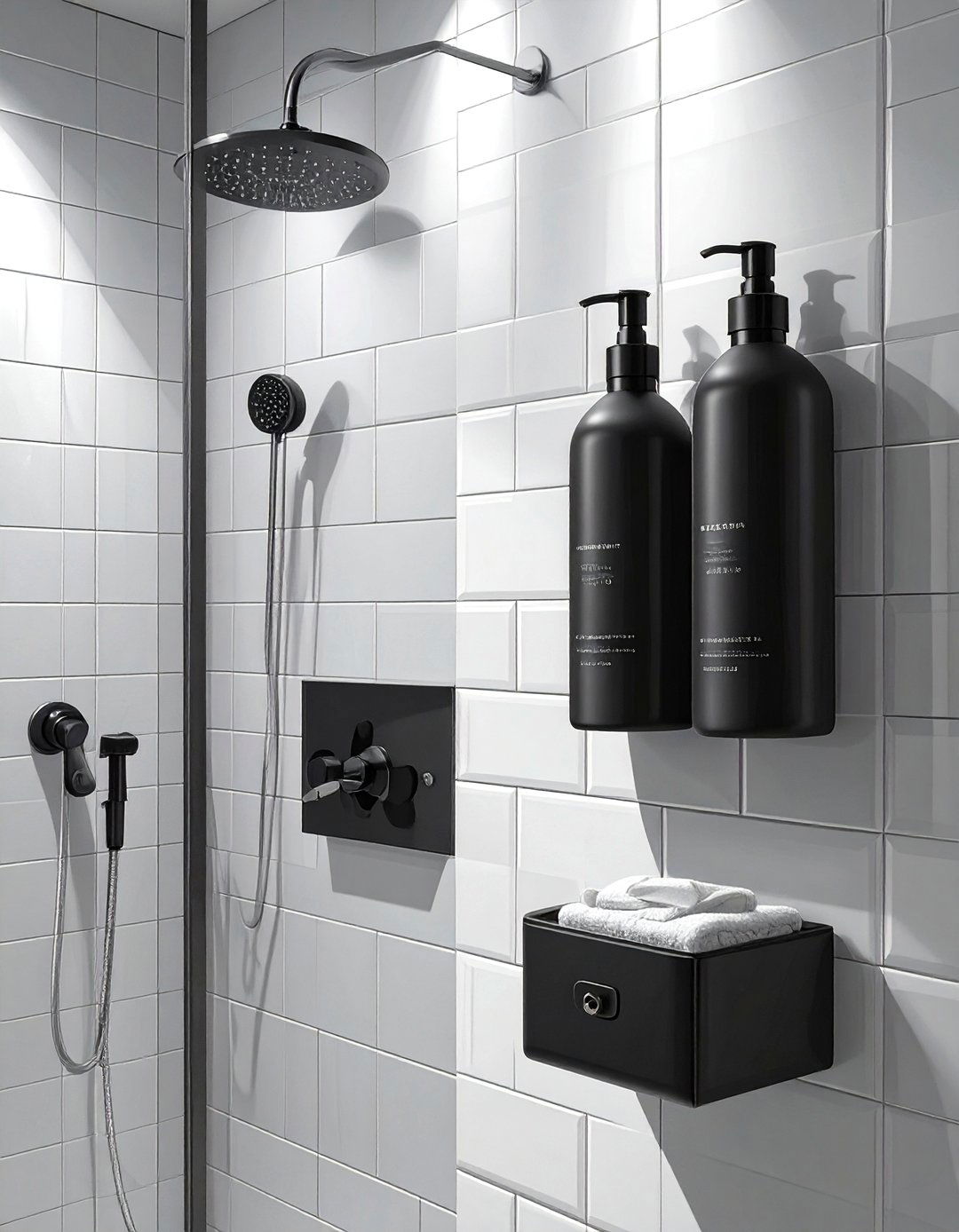 Wall Mounted Soap and Shampoo Dispenser Organizer - 30 shower organizer ideas