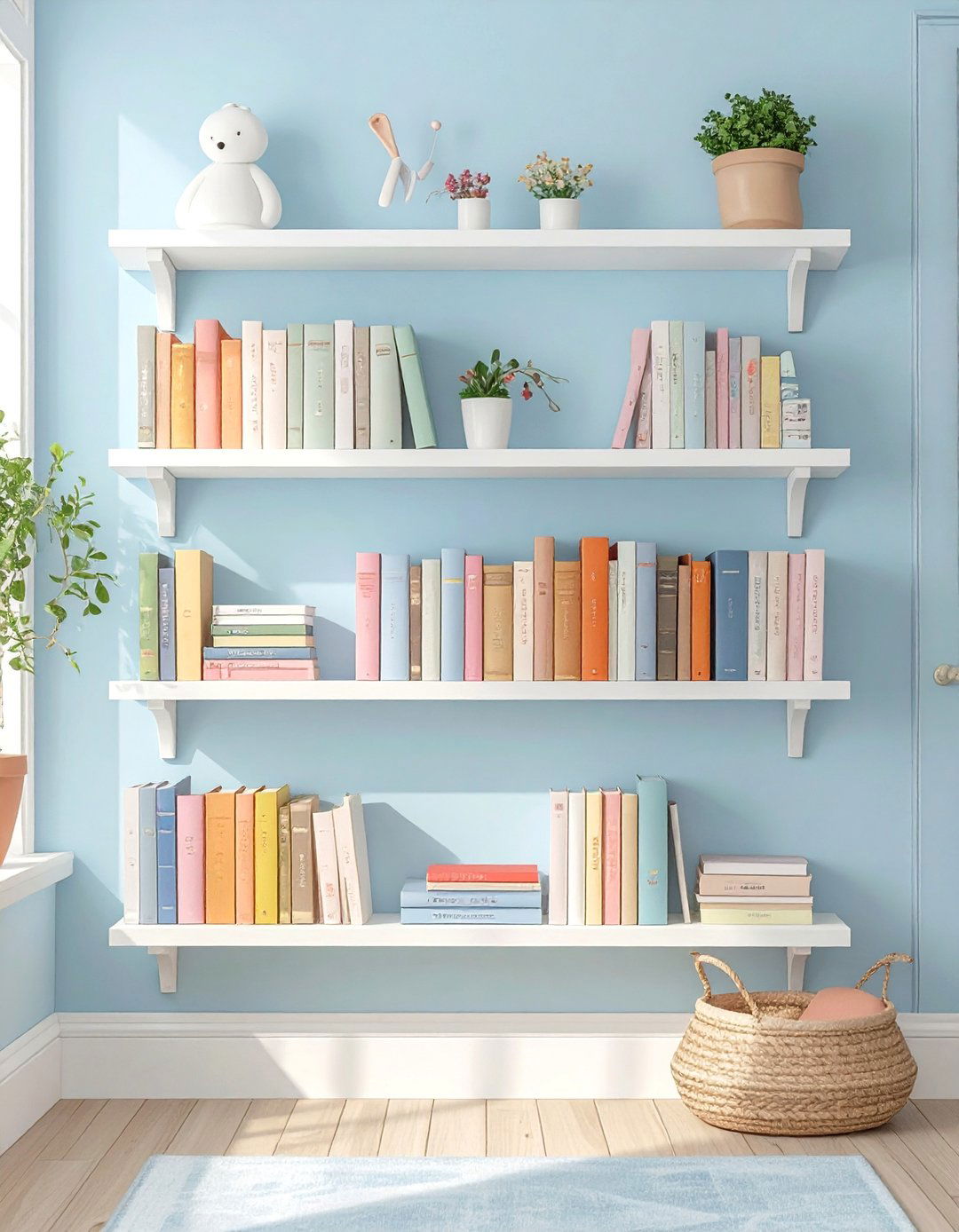 Wall Mounted Spice Racks for Books - 30 nursery storage ideas