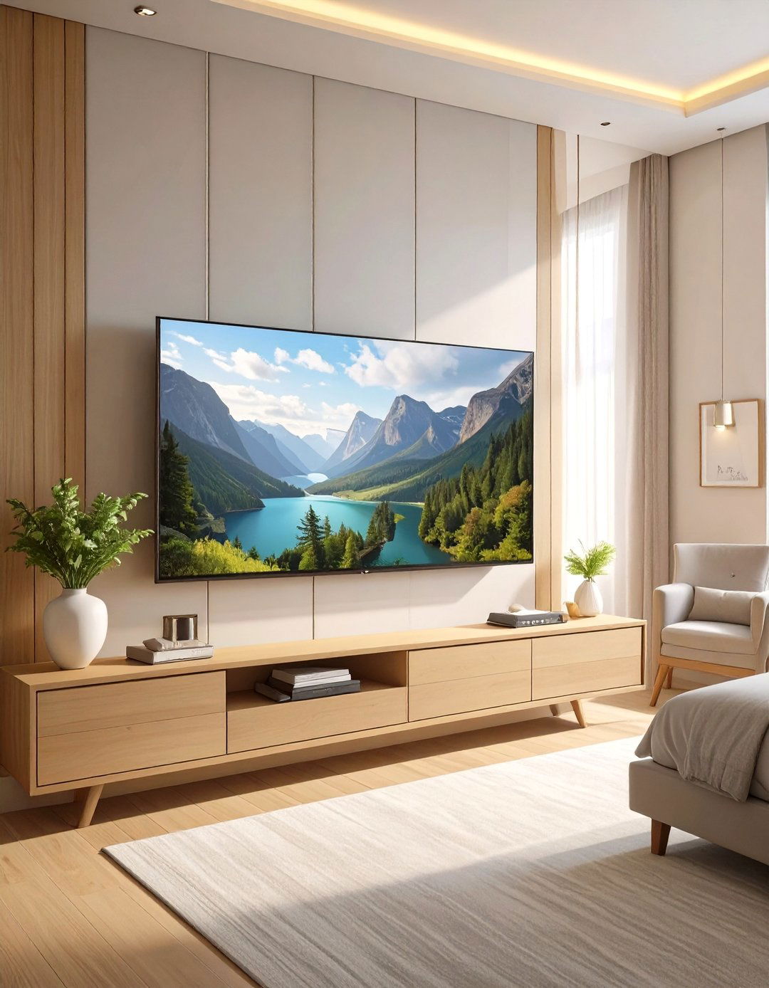 Wall Mounted Television - 30 small master bedroom ideas