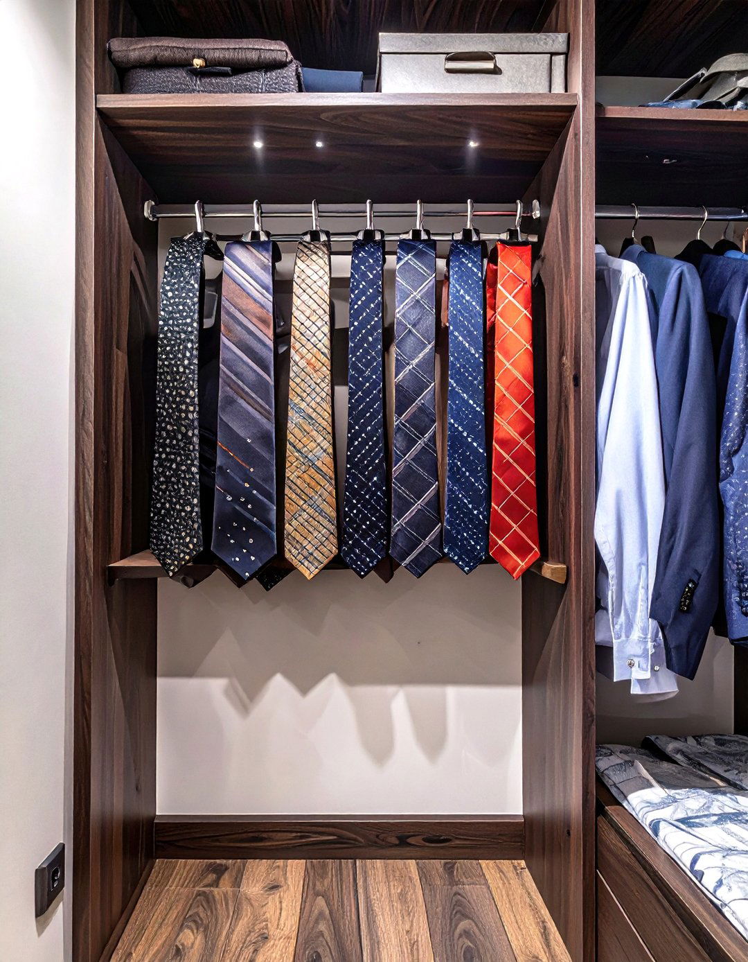 Wall Mounted Tie and Belt Racks - 30 walk in closet organization ideas