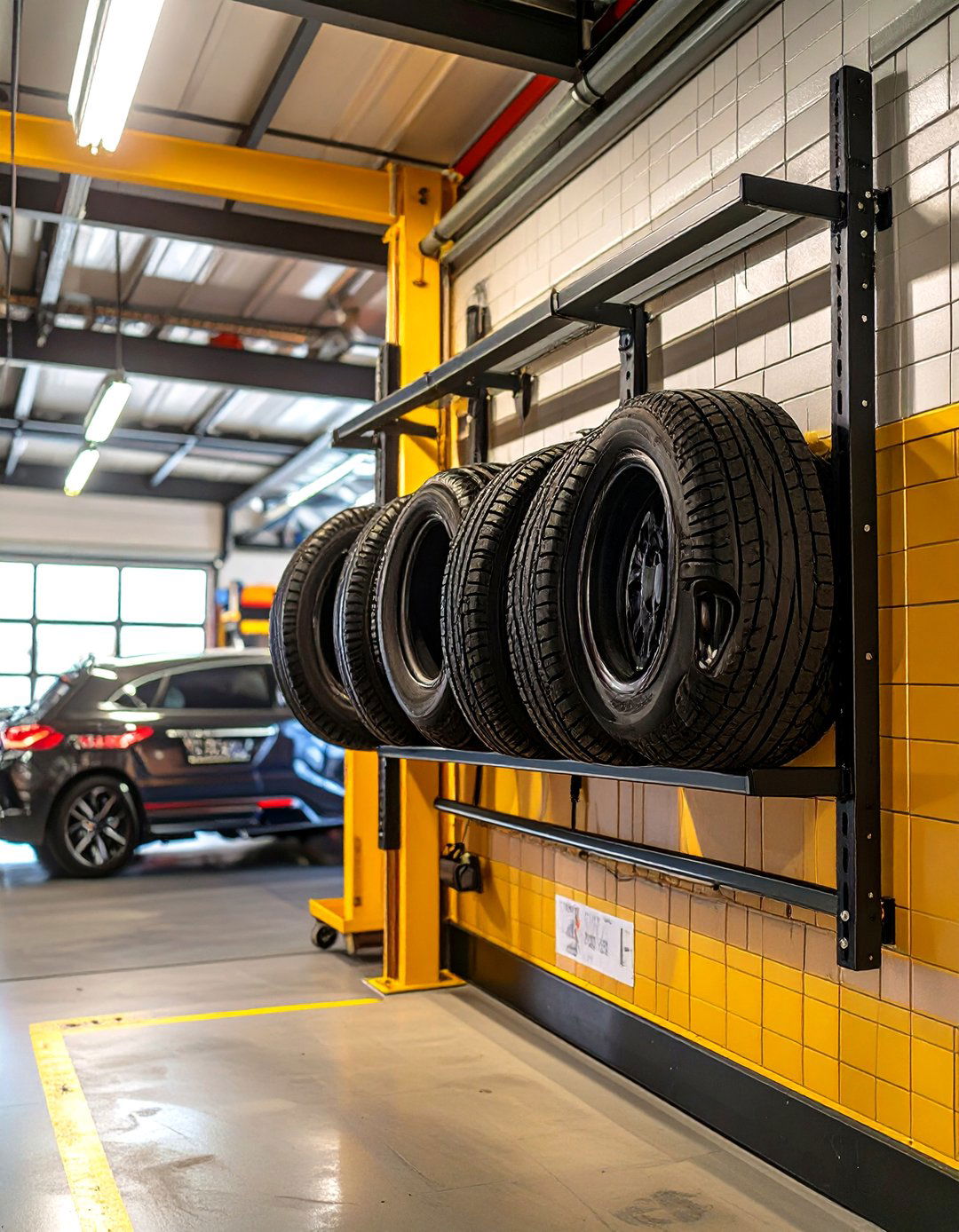 Wall Mounted Tire Rack for Garage - 30 storage ideas for garage