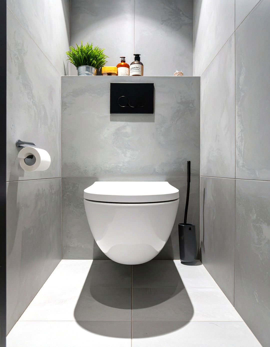 Wall Mounted Toilet for Extra Floor Space - 30 small bathroom inspo ideas