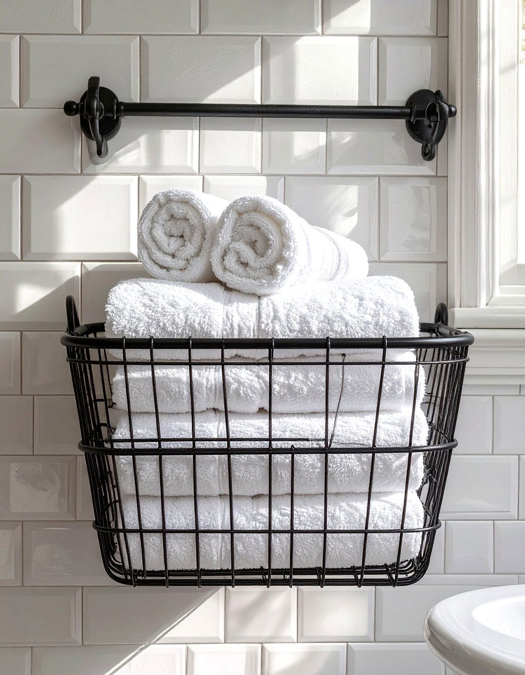 Wall Mounted Towel Basket - 30 bathroom towel rack ideas