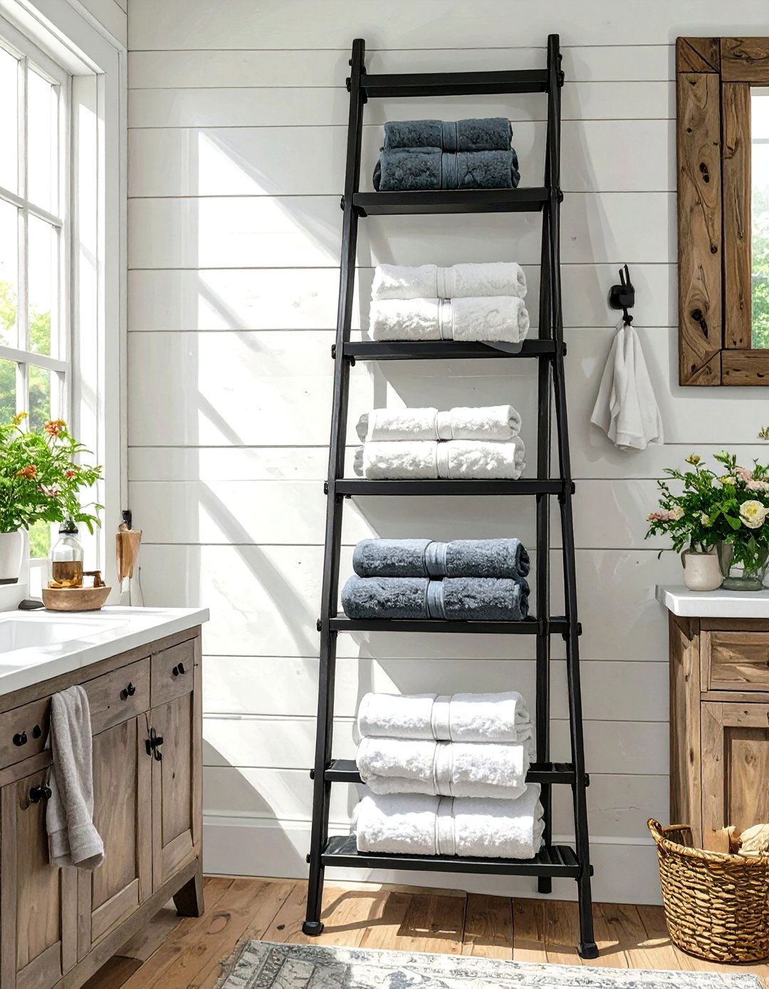 Wall Mounted Towel Ladder - 30 bathroom towel hooks ideas