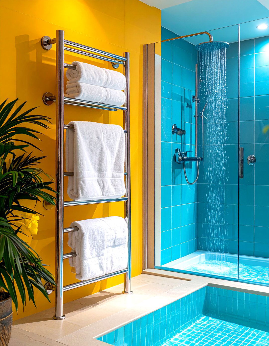 Wall Mounted Towel Warmer - 30 pool bathroom ideas