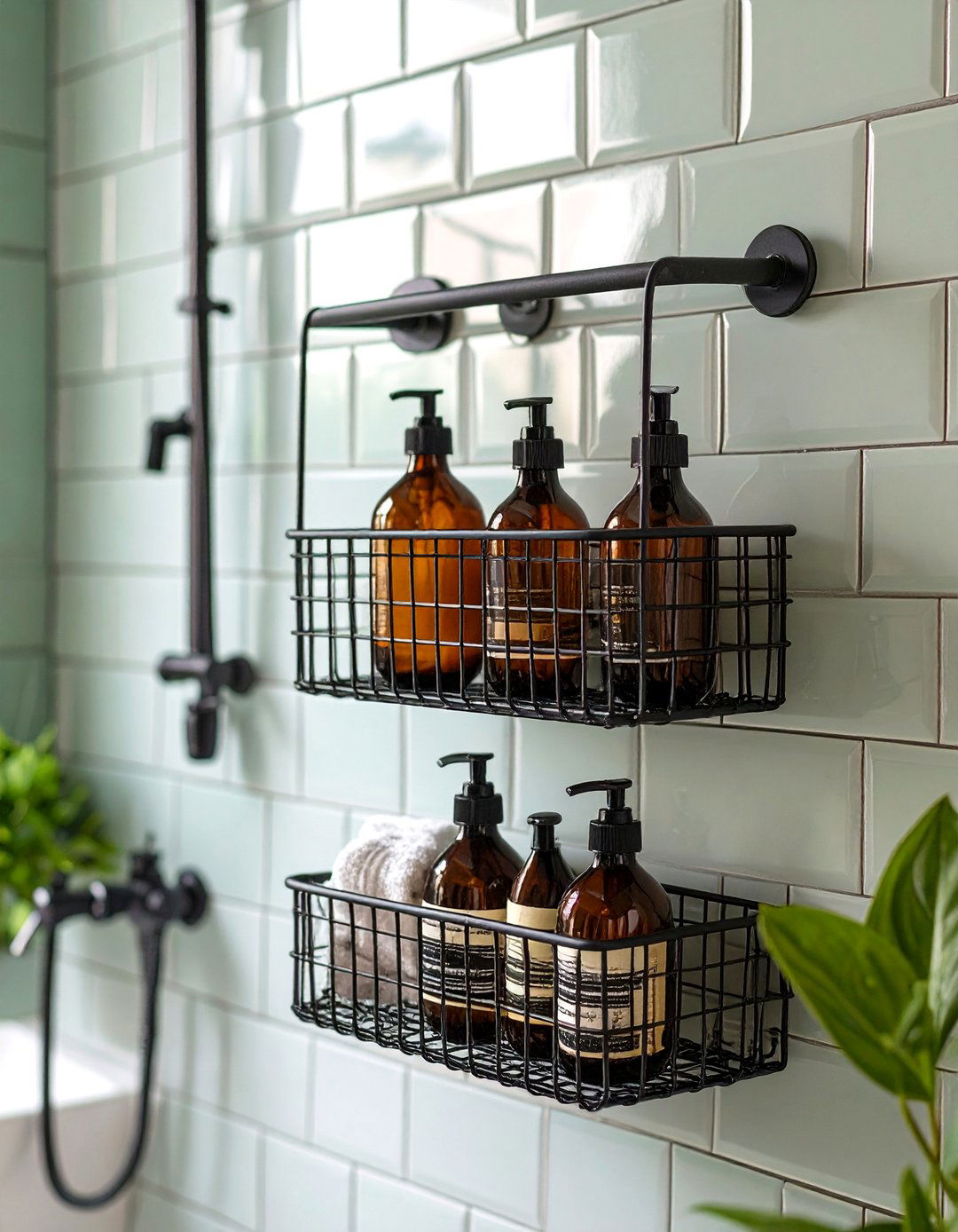 Wall Mounted Wire Basket Shower Organizer - 30 shower organizer ideas