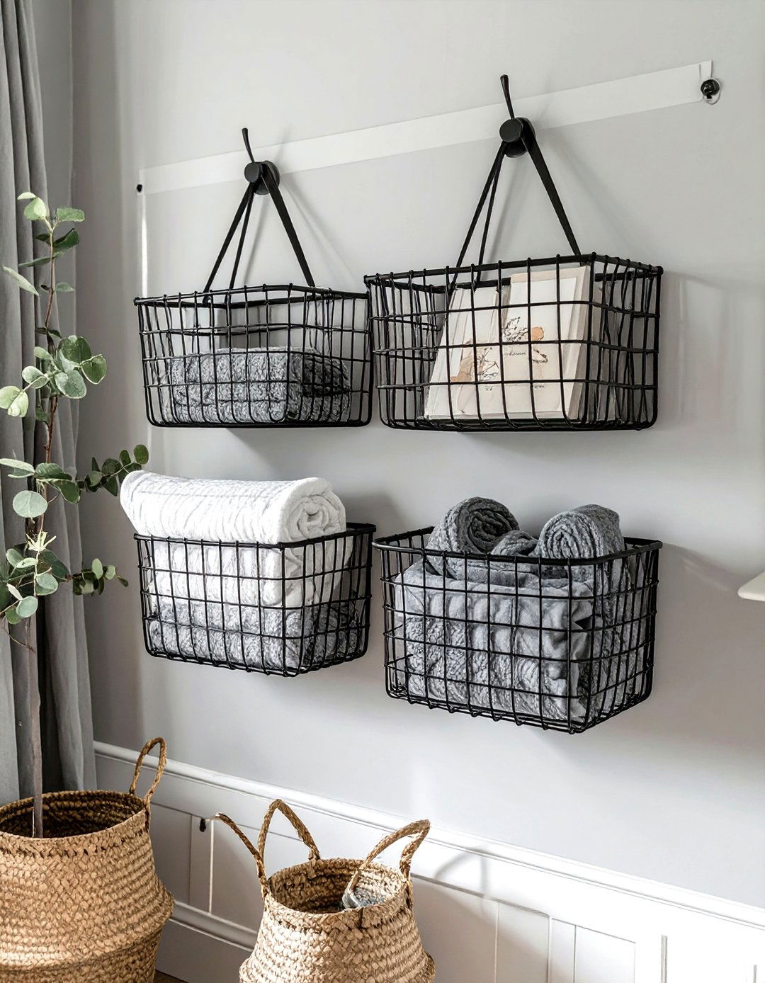 Wall Mounted Wire Baskets - 30 nursery storage ideas