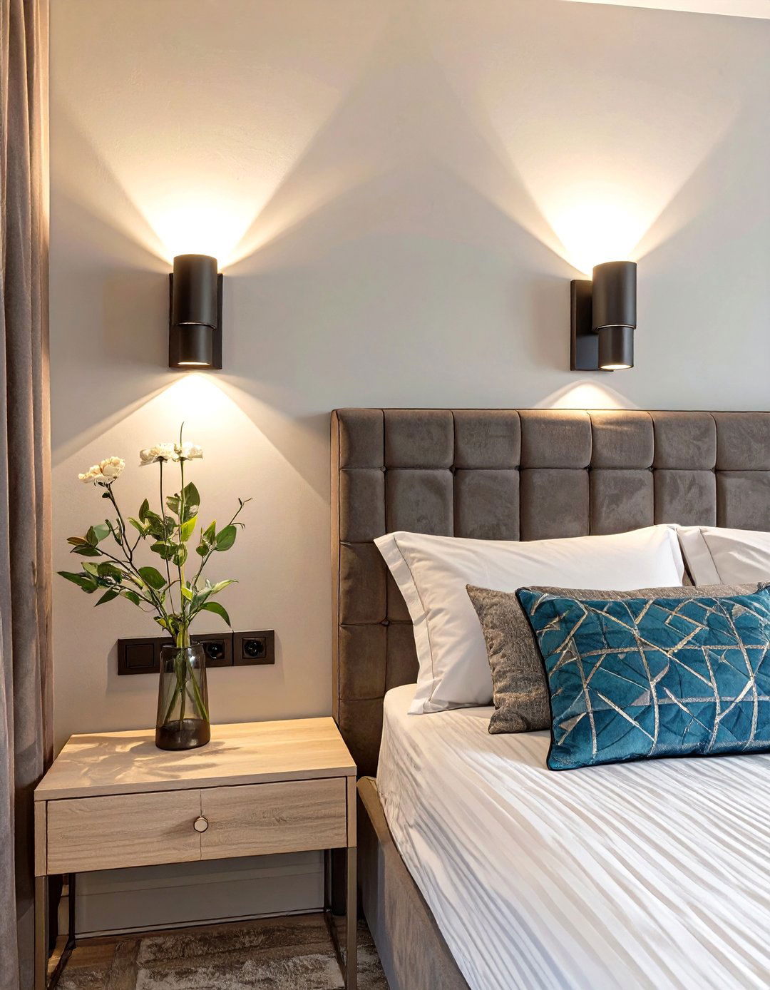 Wall Sconces Instead of Table Lamps - 30 small bedroom interior design ideas