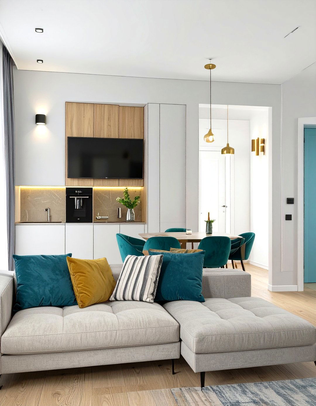 Wall Sconces for Lighting to Save Floor Space - 30 small living room ideas with tv and dining table
