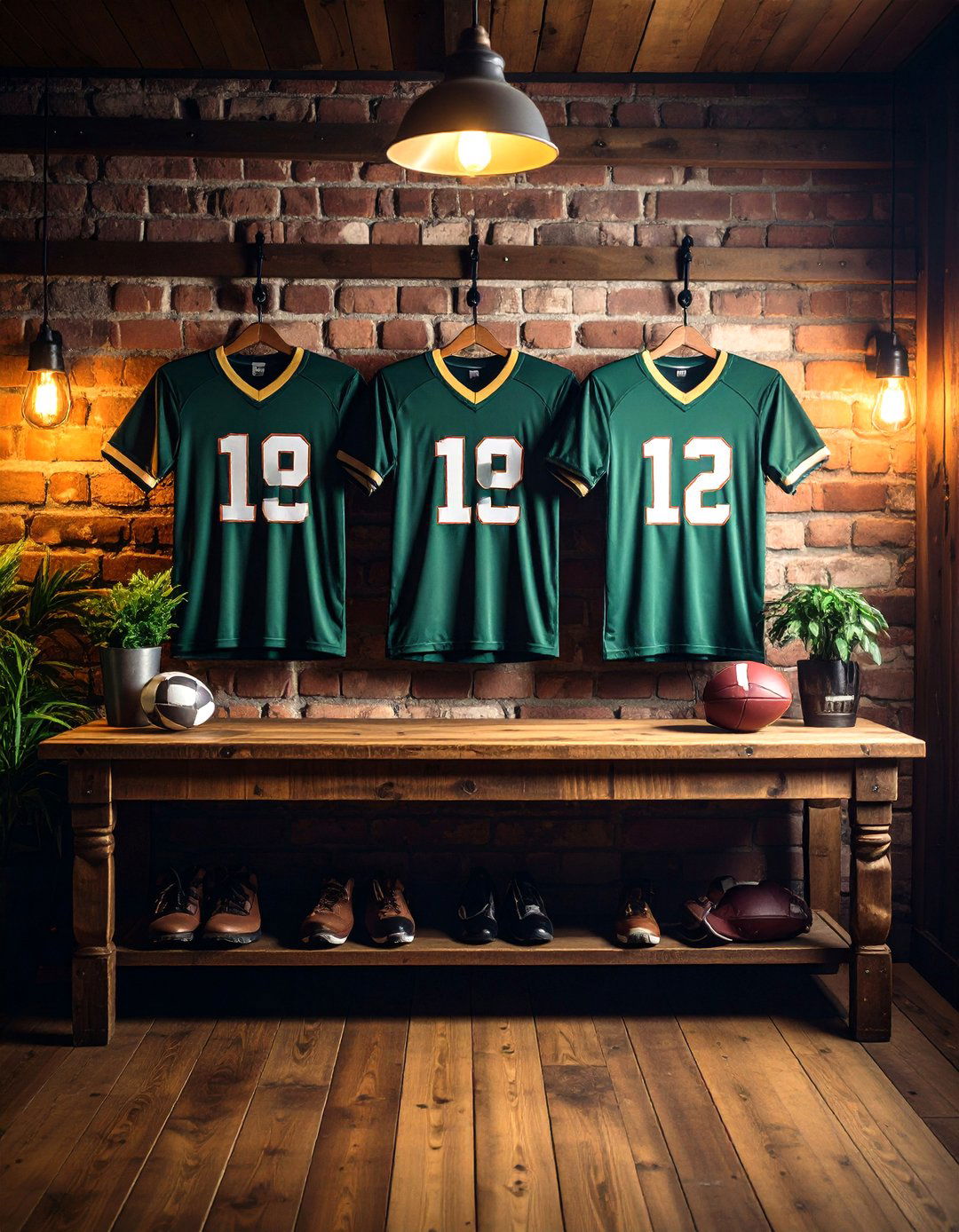 Wall of Framed Sports Jerseys - 30 rustic man cave ideas