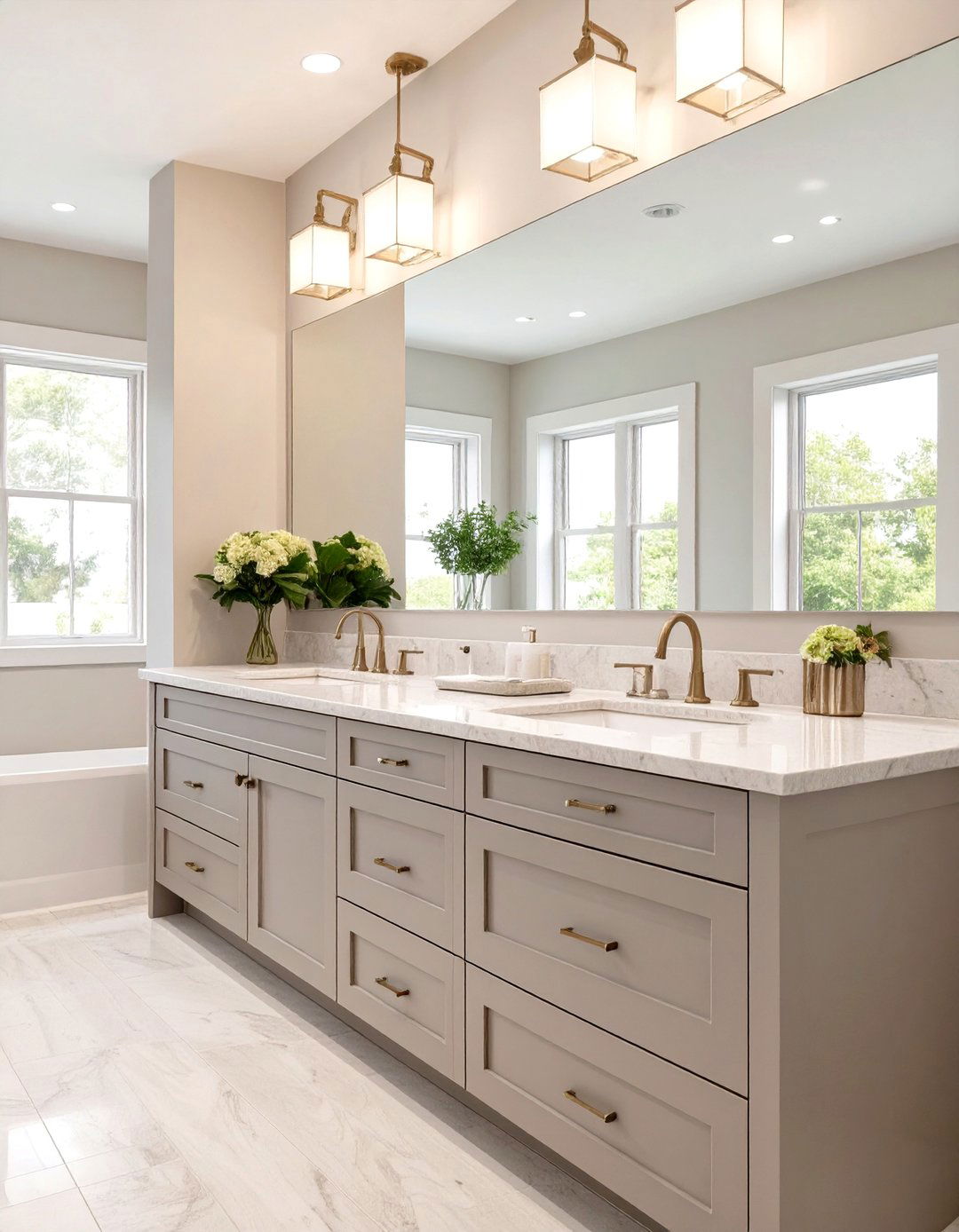 Wall to Wall Double Vanity - 30 master bathroom double sink vanity ideas