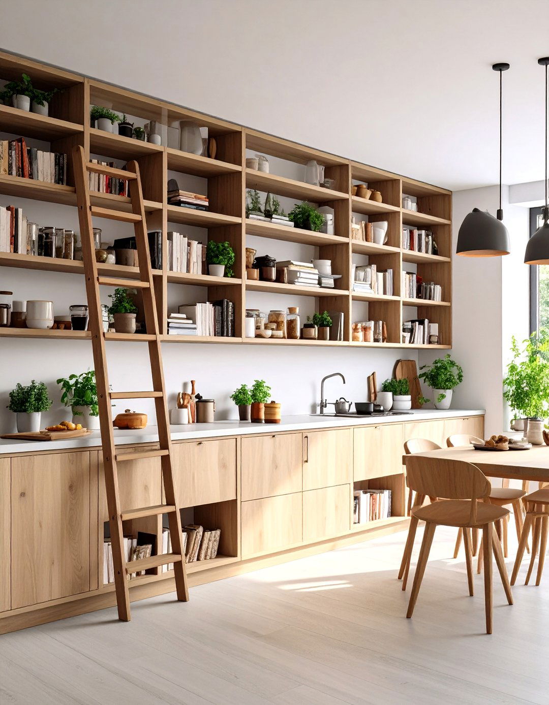 Wall to Wall Library Kitchen Shelves - 30 kitchen shelves ideas