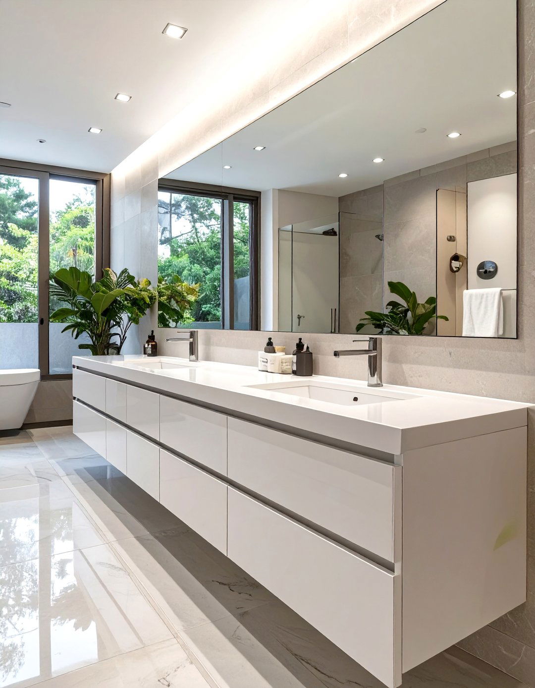 Wall to Wall Vanity Bathroom - 30 bathroom furniture ideas
