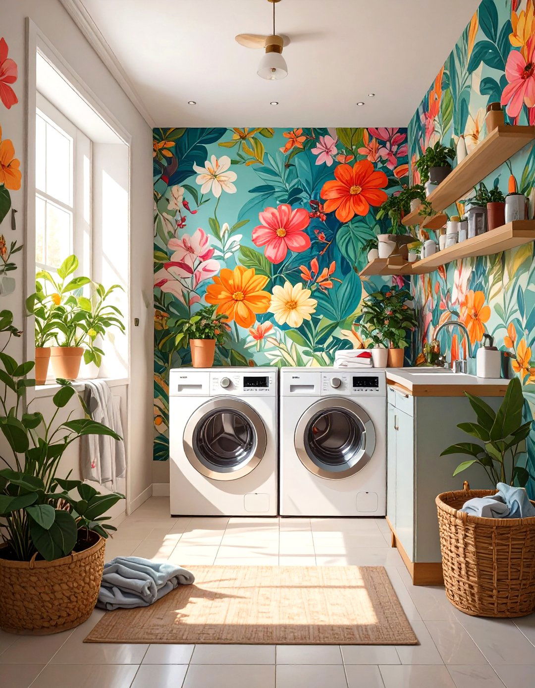 Wallpaper Accent Wall Laundry Room - 30 narrow laundry room ideas