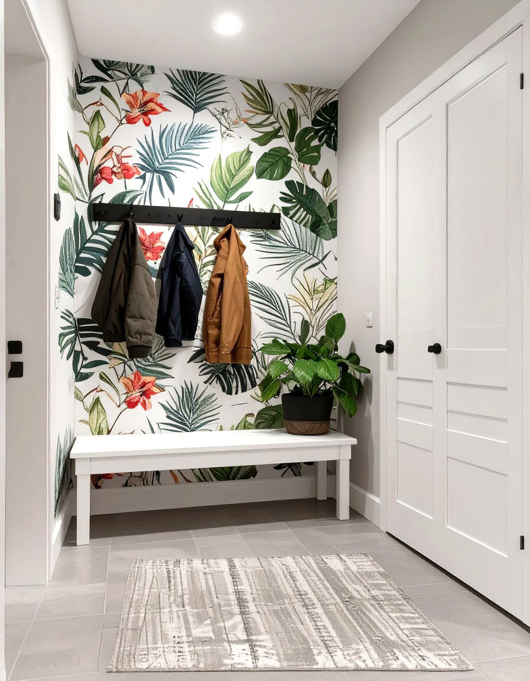 Wallpaper Accent Wall Mudroom - 30 small mudroom mudroom ideas