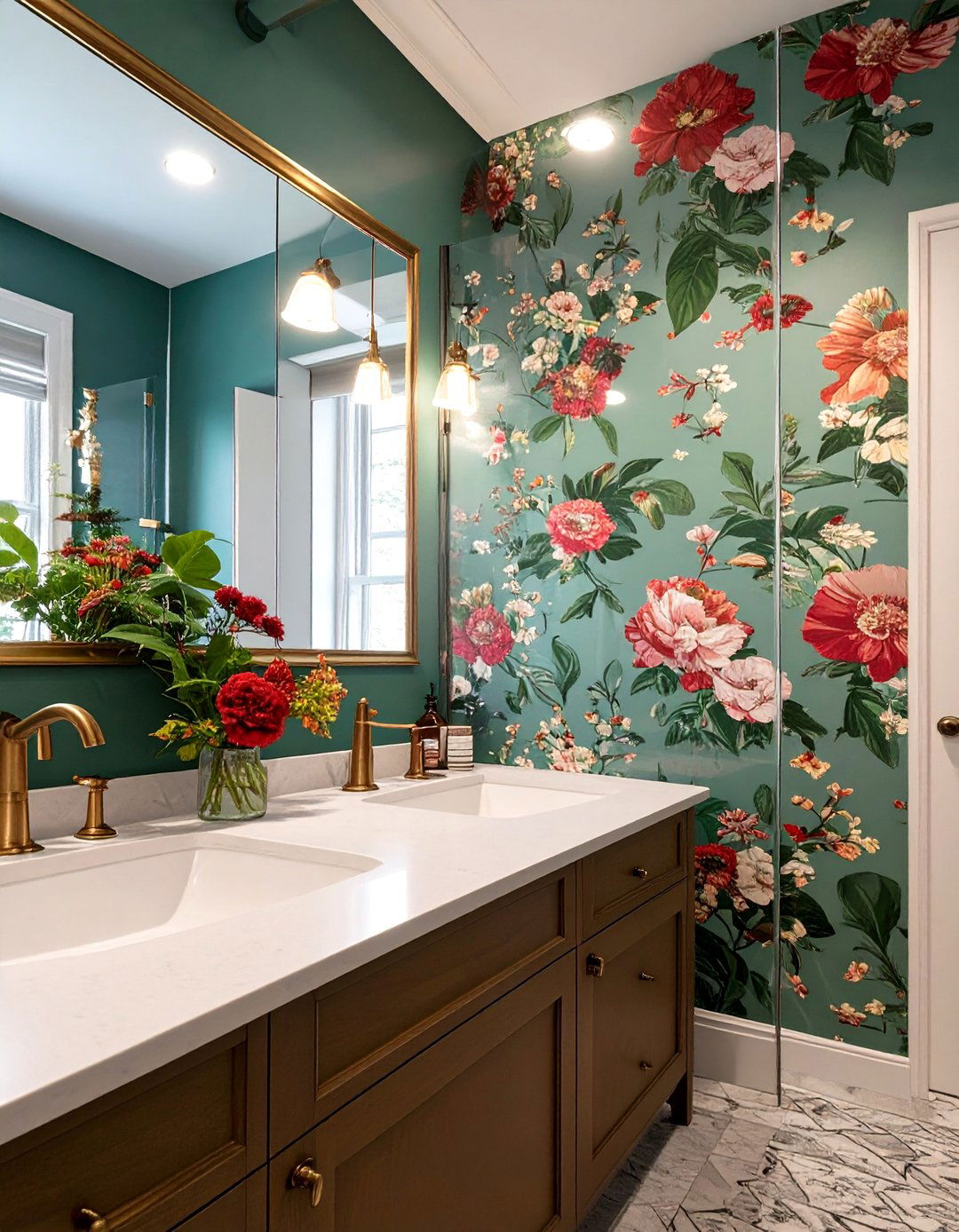Wallpaper Bathroom Backsplash with Glass Cover - 30 bathroom vanity backsplash ideas