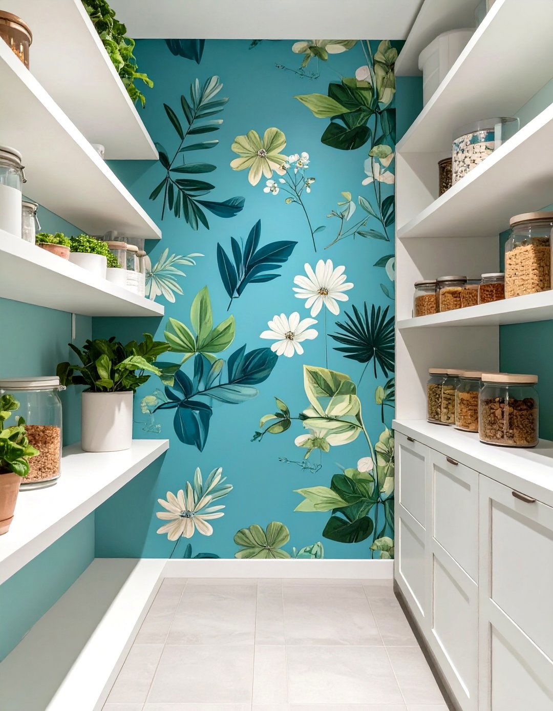 Wallpaper for a Pop of Personality - 30 small walk-in pantry ideas