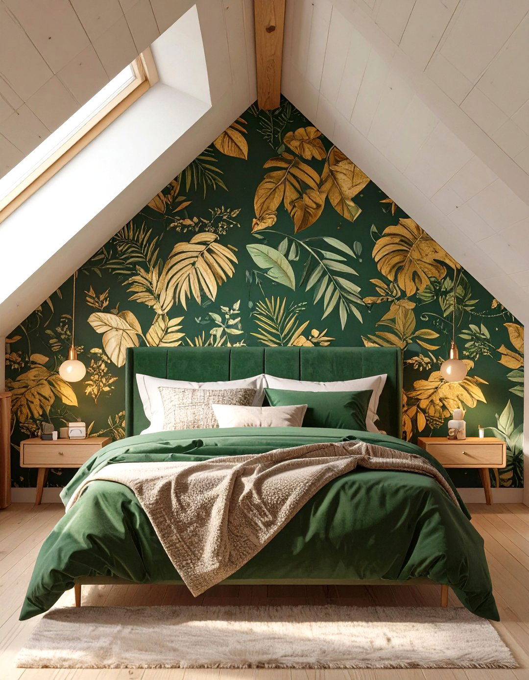 Wallpaper on an Accent Wall for Visual Interest - 30 slanted ceiling low ceiling attic bedroom ideas