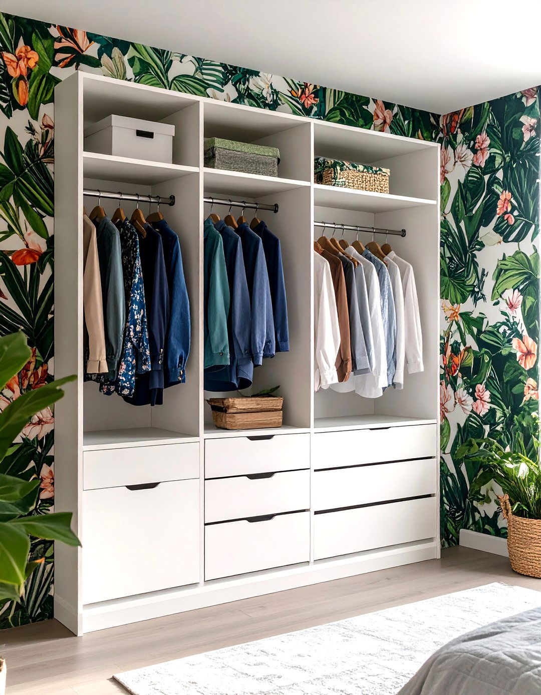 Wallpapered Accent Wall Closet - 30 diy closet ideas