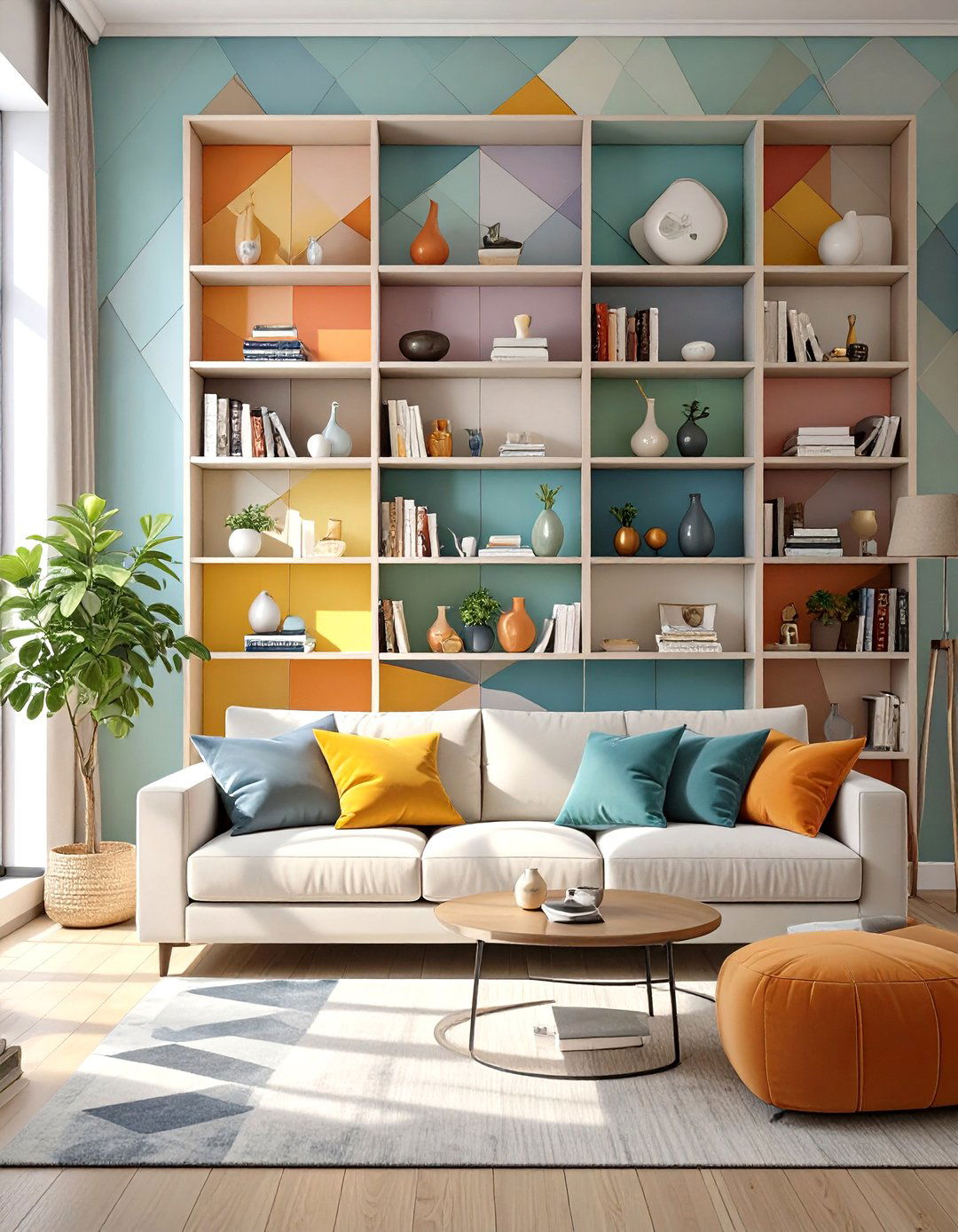 Wallpapered Bookshelf Backing - 30 how to use wallpaper in interior design ideas