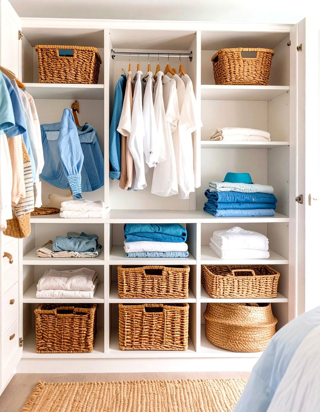 Wardrobe Closet with Wicker or Rattan Baskets - 30 wardrobe closet design ideas