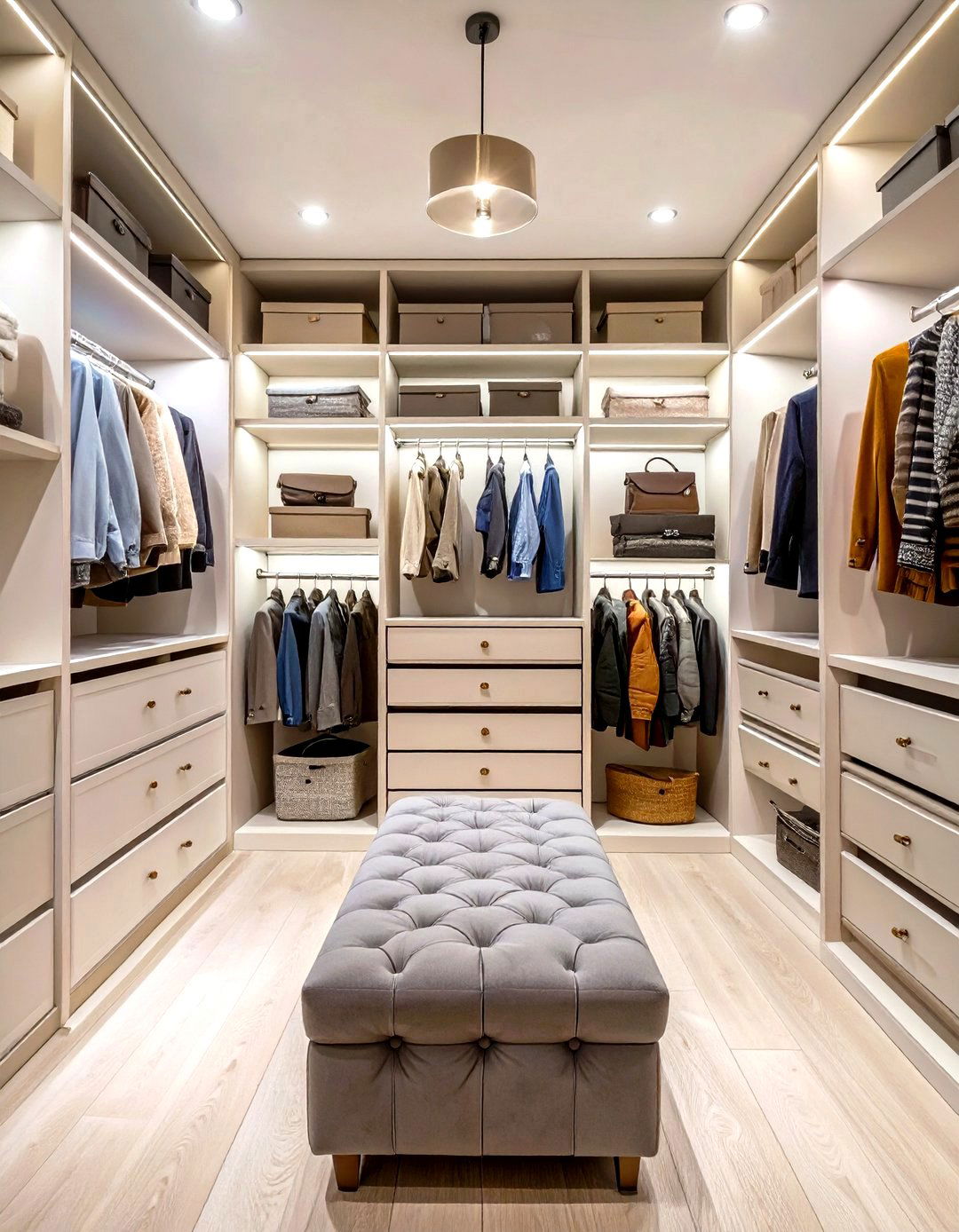 Wardrobe Closet with a Seating Bench or Ottoman - 30 wardrobe closet design ideas