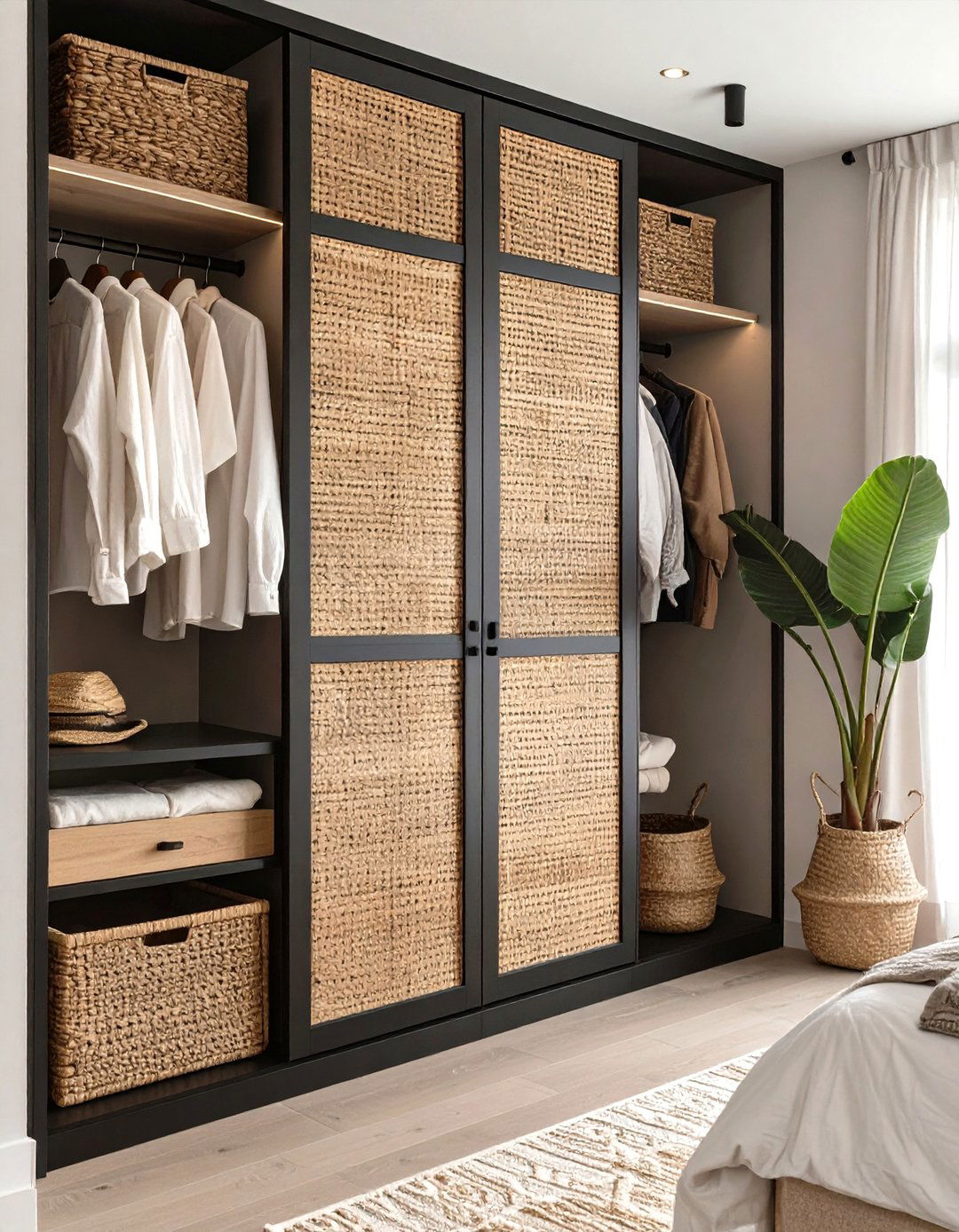 Wardrobe Featuring Cane or Rattan Panels - 30 modern wardrobe design ideas