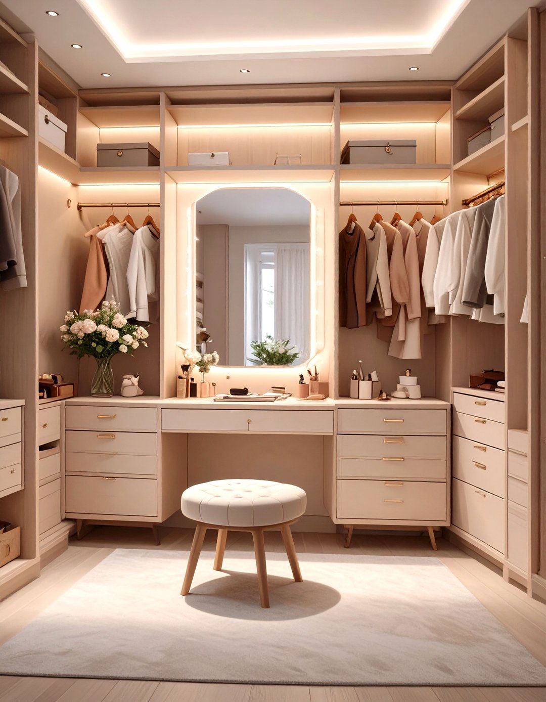 Wardrobe with an Integrated Vanity Desk - 30 bedroom wardrobe design ideas