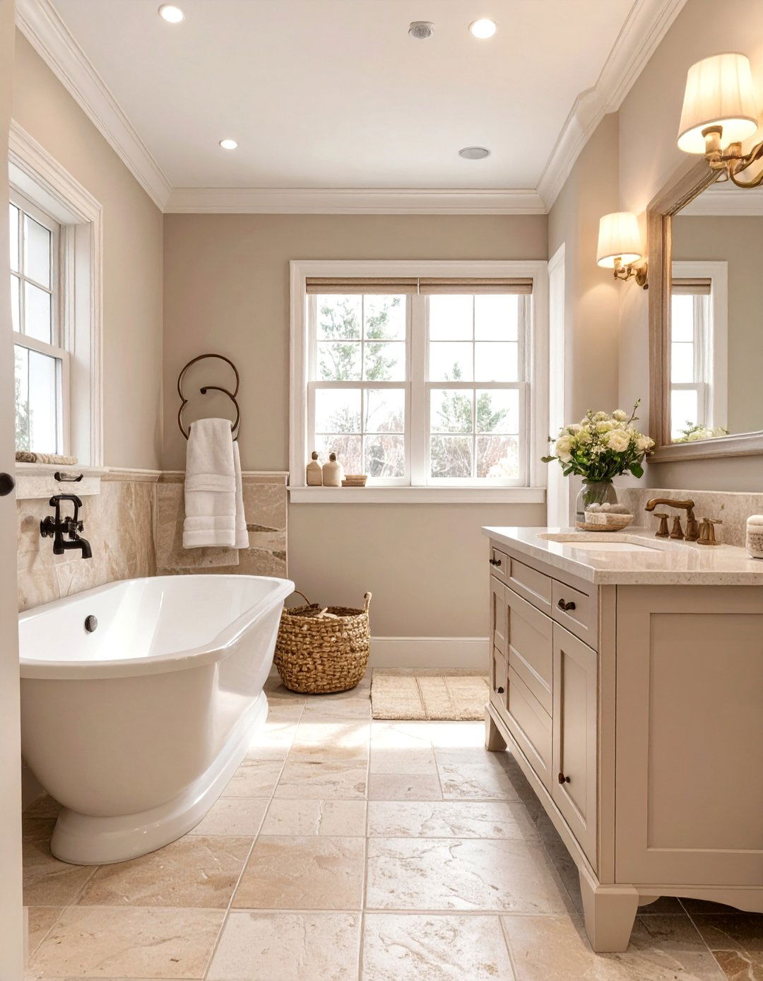 Warm Beige and Cream Bathroom - 30 bathroom colors ideas