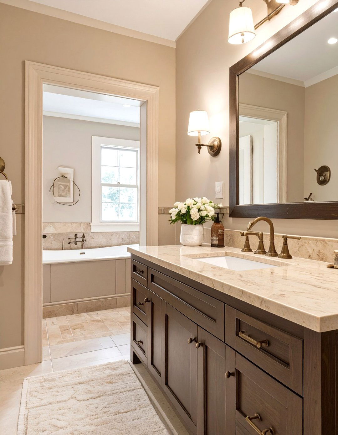 Warm Beige for a Classic Bathroom - 30 bathroom painting ideas photos