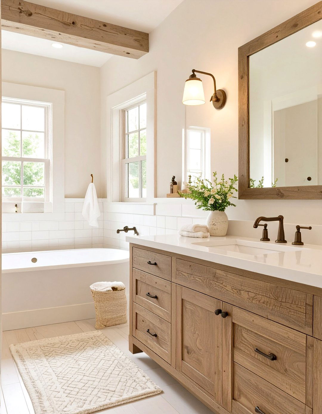 Warm Creamy White Bathroom - 30 bathroom wall paint ideas