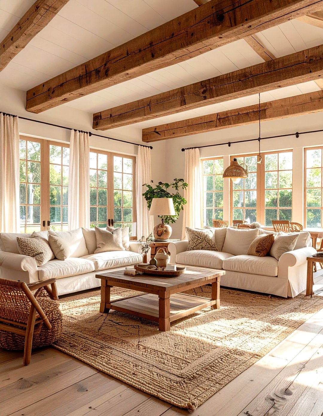 Warm Creamy White Living Room - 30 living room paint color ideas