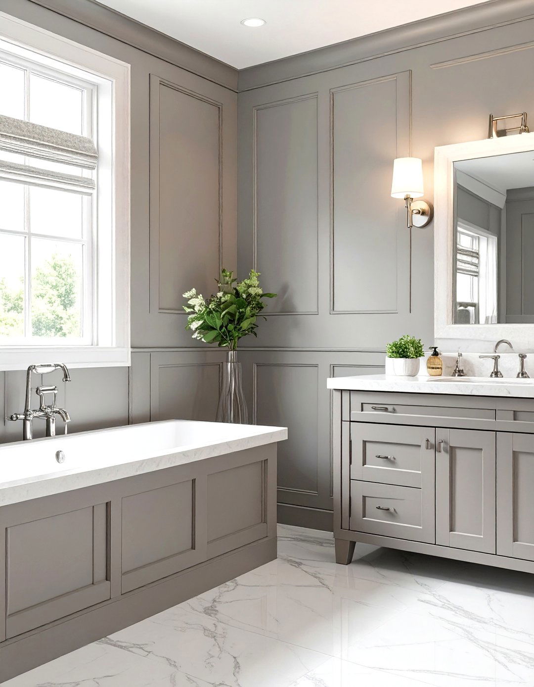 Warm Gray Bathroom Wainscoting - 30 bathroom wainscoting ideas