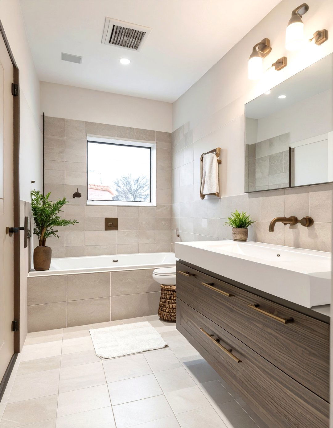 Warm Greige Bathroom - 30 grey modern small bathroom designs