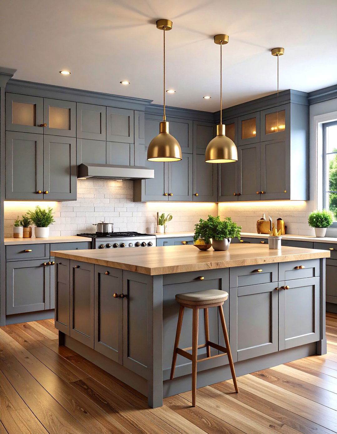 Warm Grey and Wood Kitchen - 30 grey kitchen ideas
