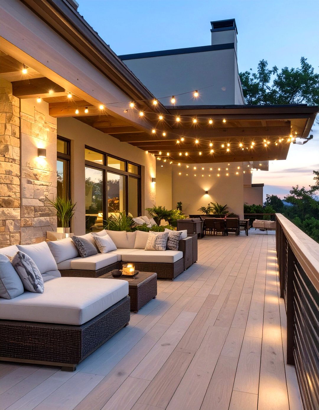 Warm Ipe Wood Horizontal Slats - 30 modern horizontal deck railing ideas