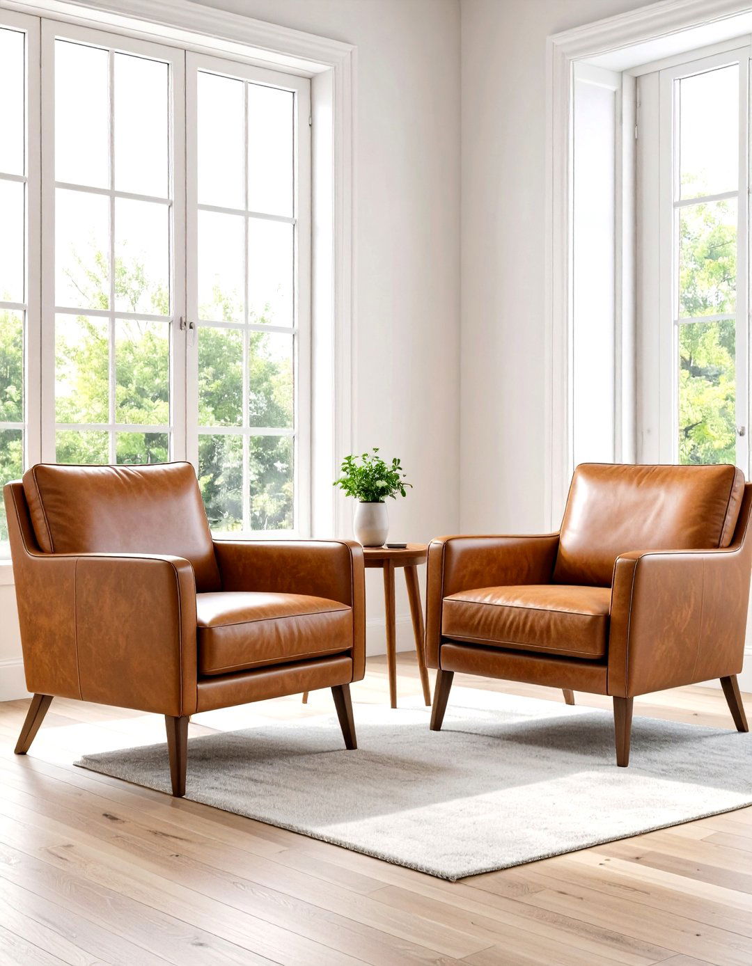 Warm Leather Armchairs - 30 rustic living room ideas