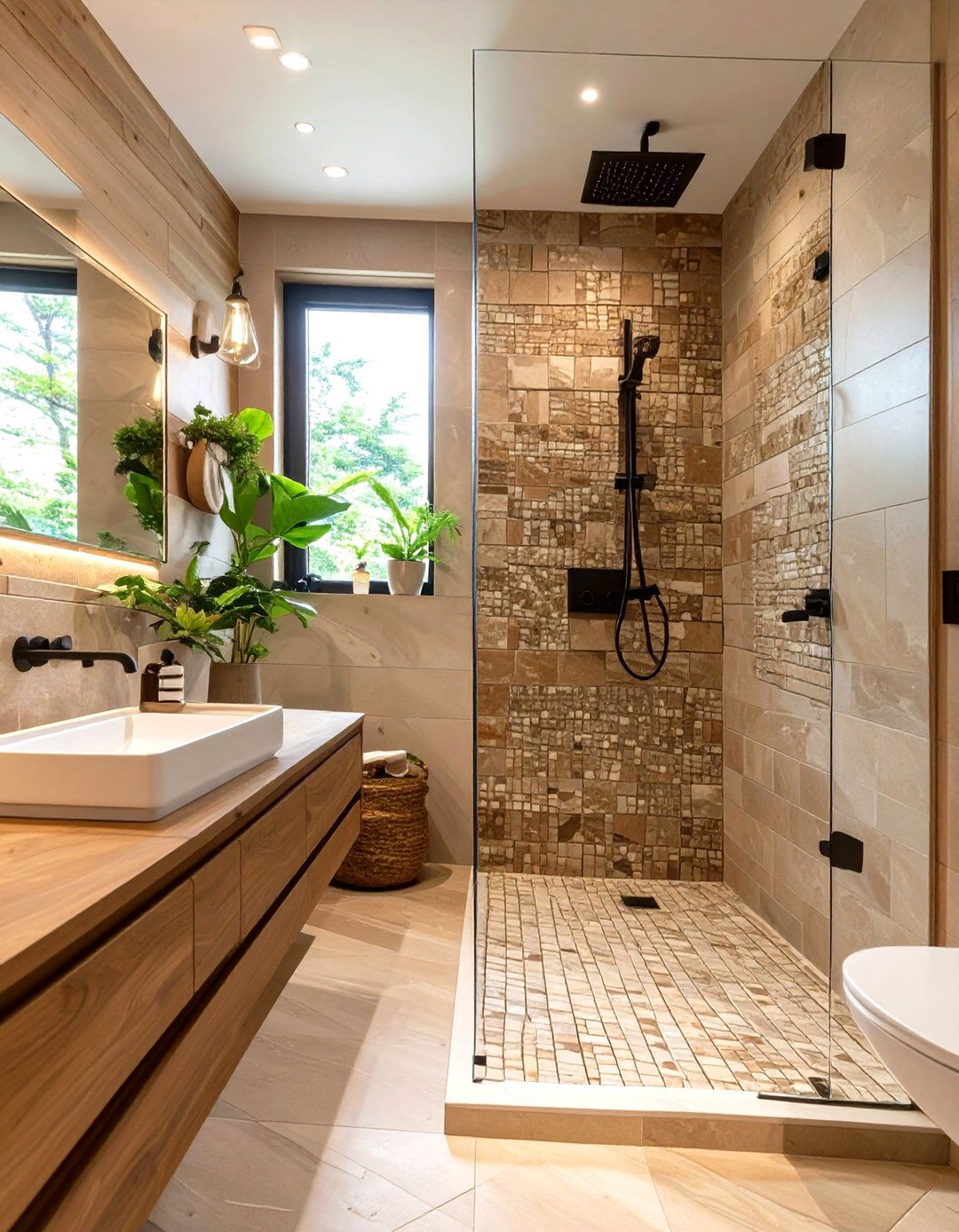 Warm Neutral KitKat Mosaic Tiles - 30 shower tile ideas 2025