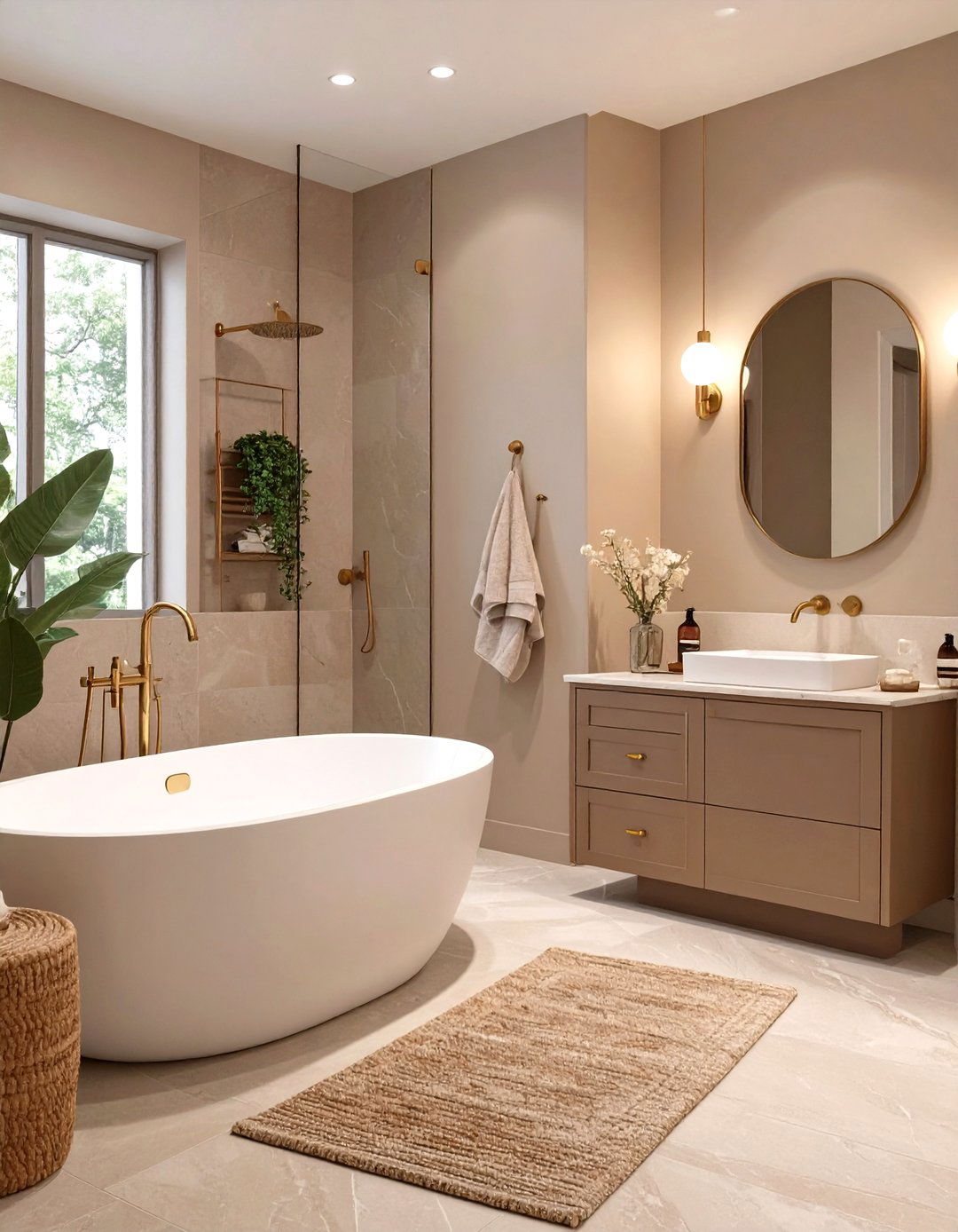 Warm Taupe Tonal Bathroom - 30 neutral bathroom ideas
