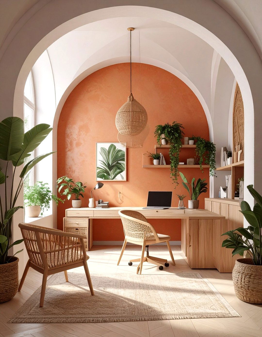 Warm Terracotta Arch Pattern Office Wallpaper - 30 office wallpaper ideas
