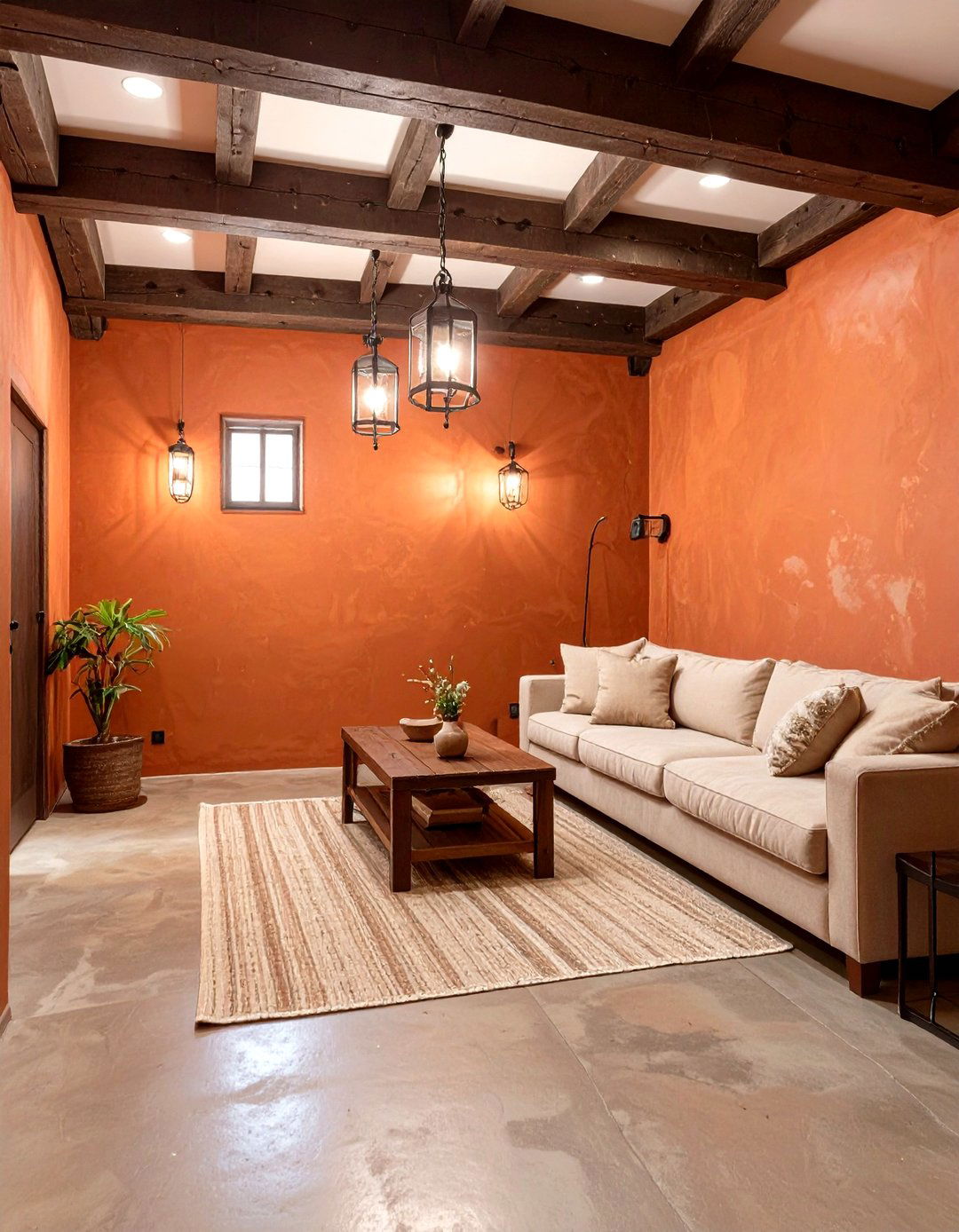 Warm Terracotta Basement - 30 basement paint color ideas