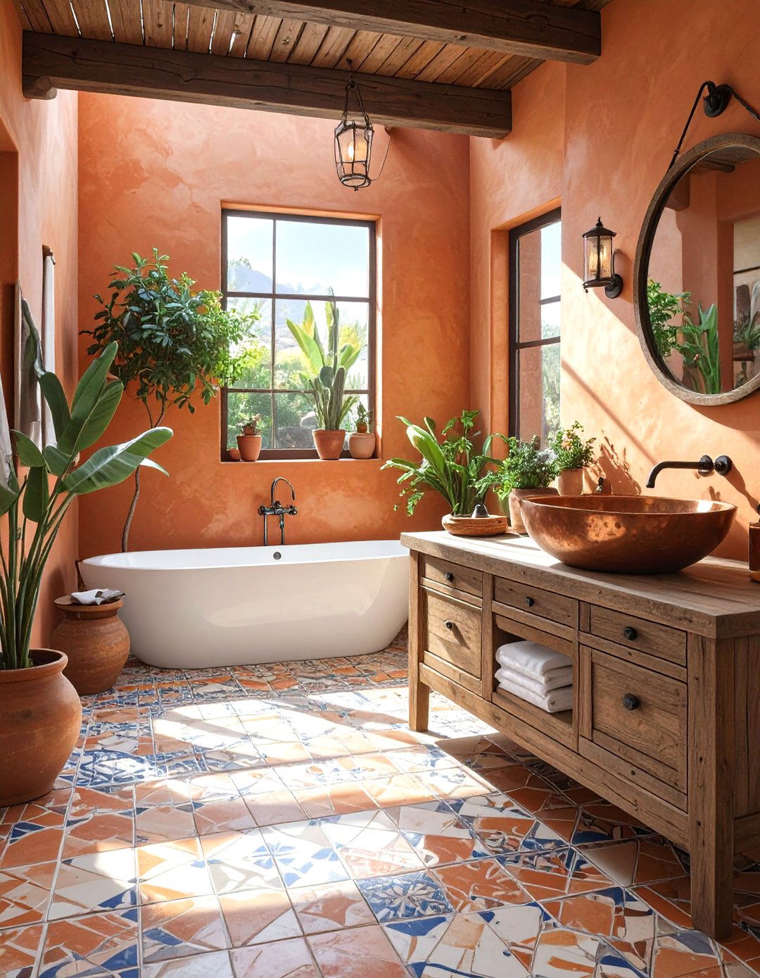Warm Terracotta Bathroom - 30 bathroom paint ideas