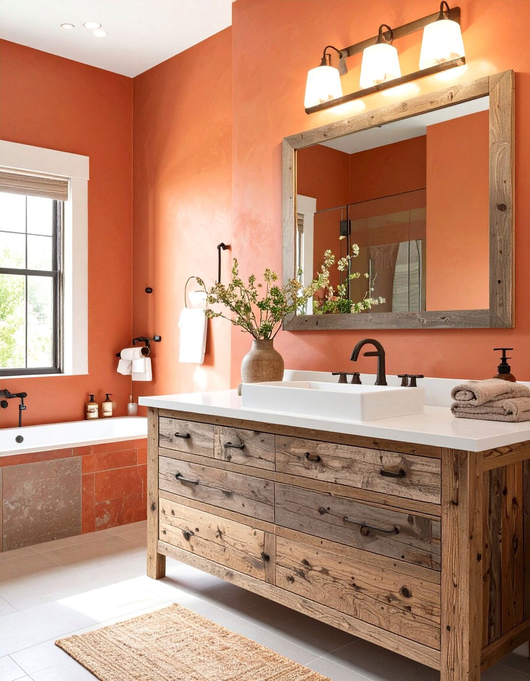 Warm Terracotta Bathroom - 30 bathroom wall paint ideas