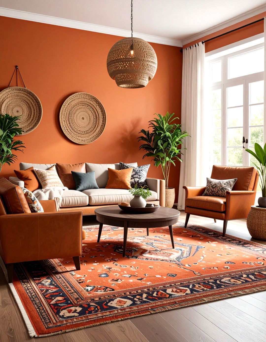 Warm Terracotta Living Room Walls - 30 living room painting ideas