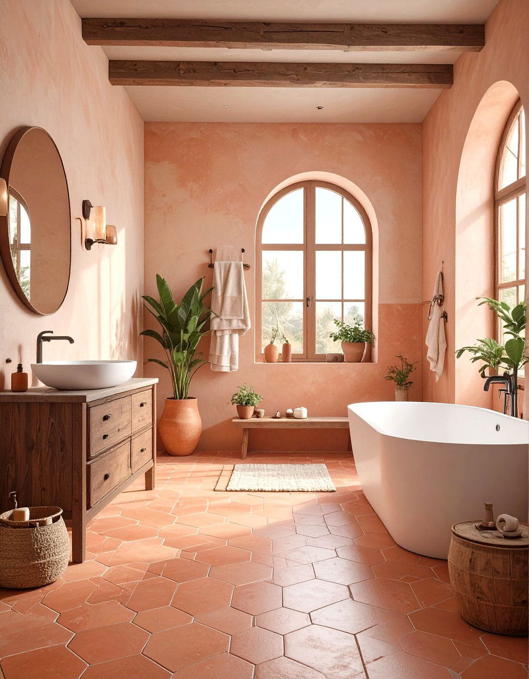 Warm Terracotta Master Bathroom - 30 master bathroom tile ideas
