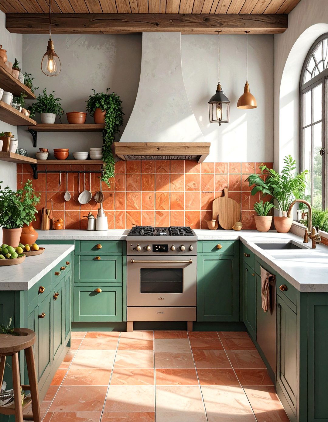 Warm Terracotta Zellige Tiles - 30 backsplash tile ideas